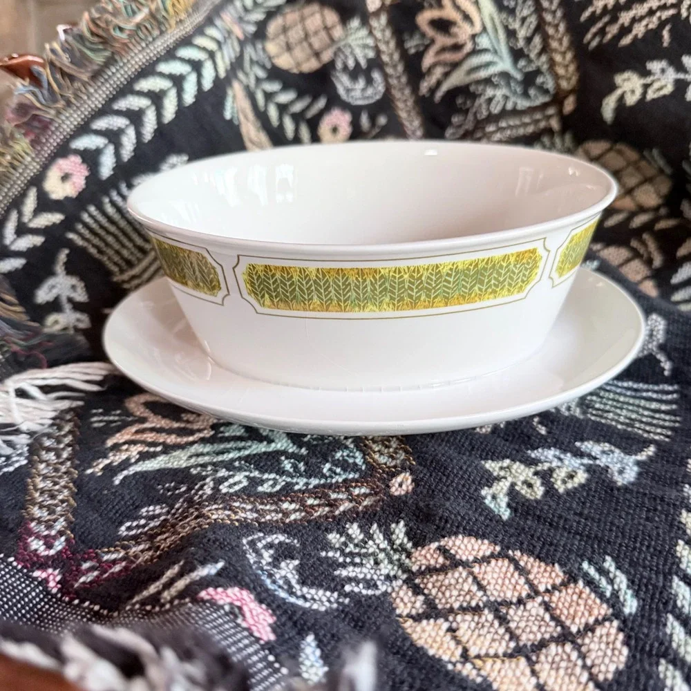 Franciscan Gravy Boat Hawaii White Green Good Vintage MCM Whitestone Ware
